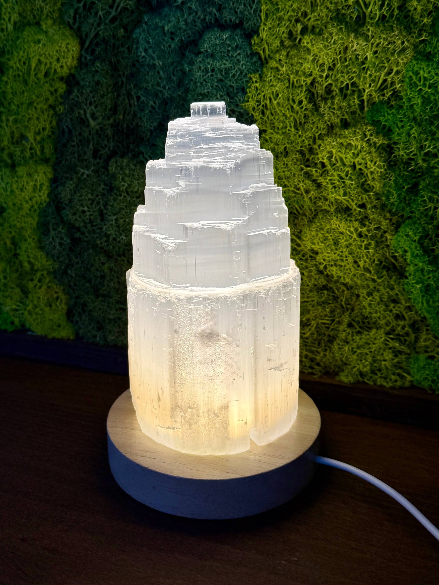 Selenite Tower Lamp – Natural Crystal Light for Cleansing, Meditation & Home Decor