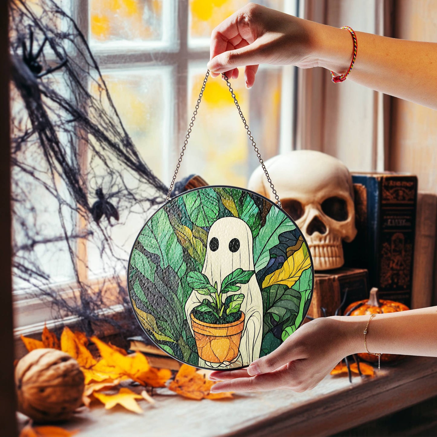 Ghost Plant Stained Glass Suncatcher
