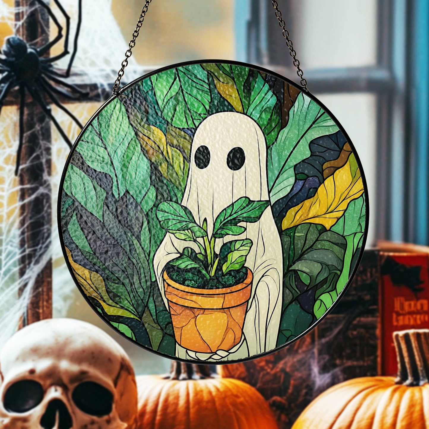 Ghost Plant Stained Glass Suncatcher