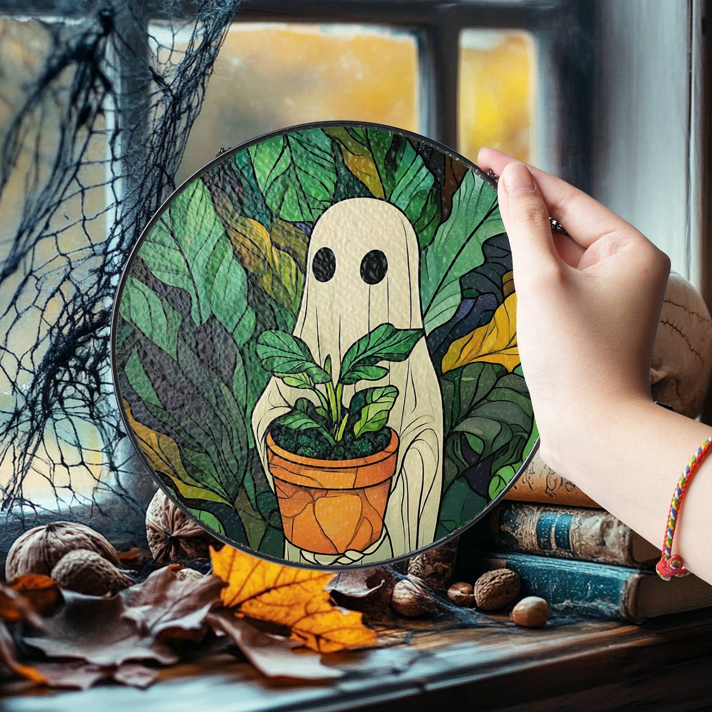 Ghost Plant Stained Glass Suncatcher