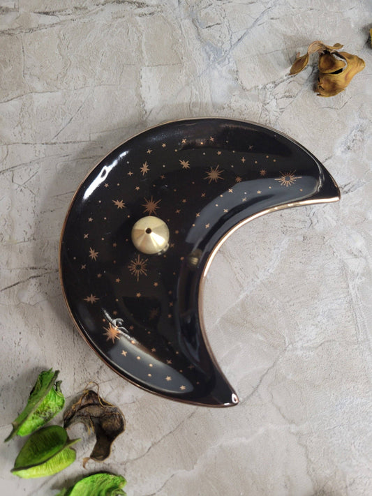 Ceramic Moon Plate Incense Holder